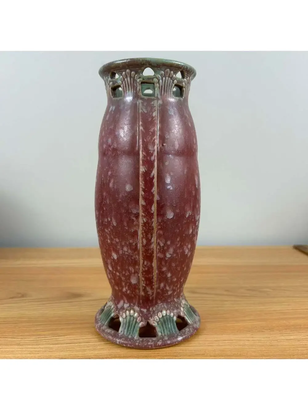 Roseville Ferella Dark Rose 1930 Vintage Art Deco Pottery Ceramic Vase 507-9